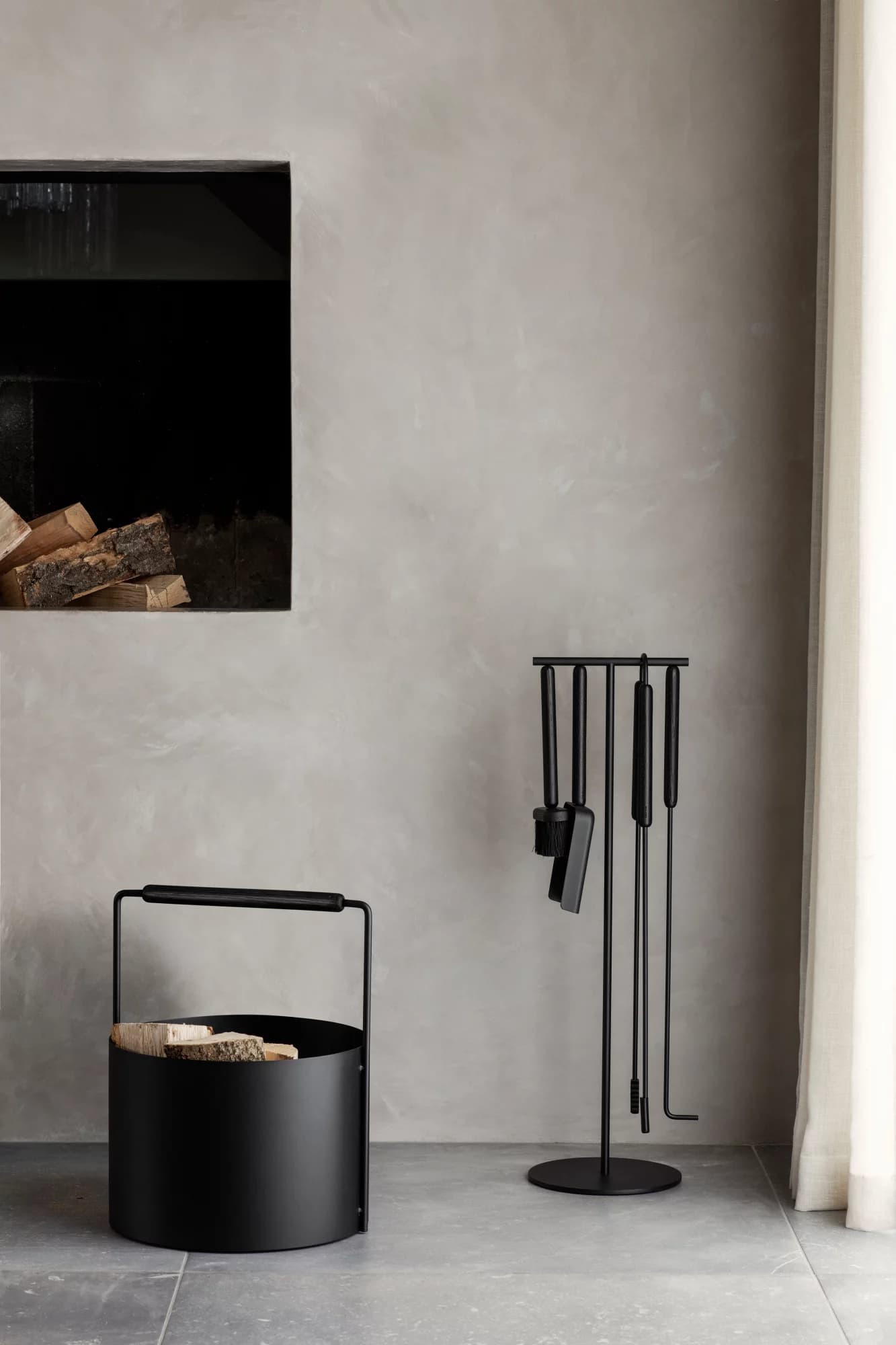 Ashi Fireplace Tools 5 Pieces Black 75cm