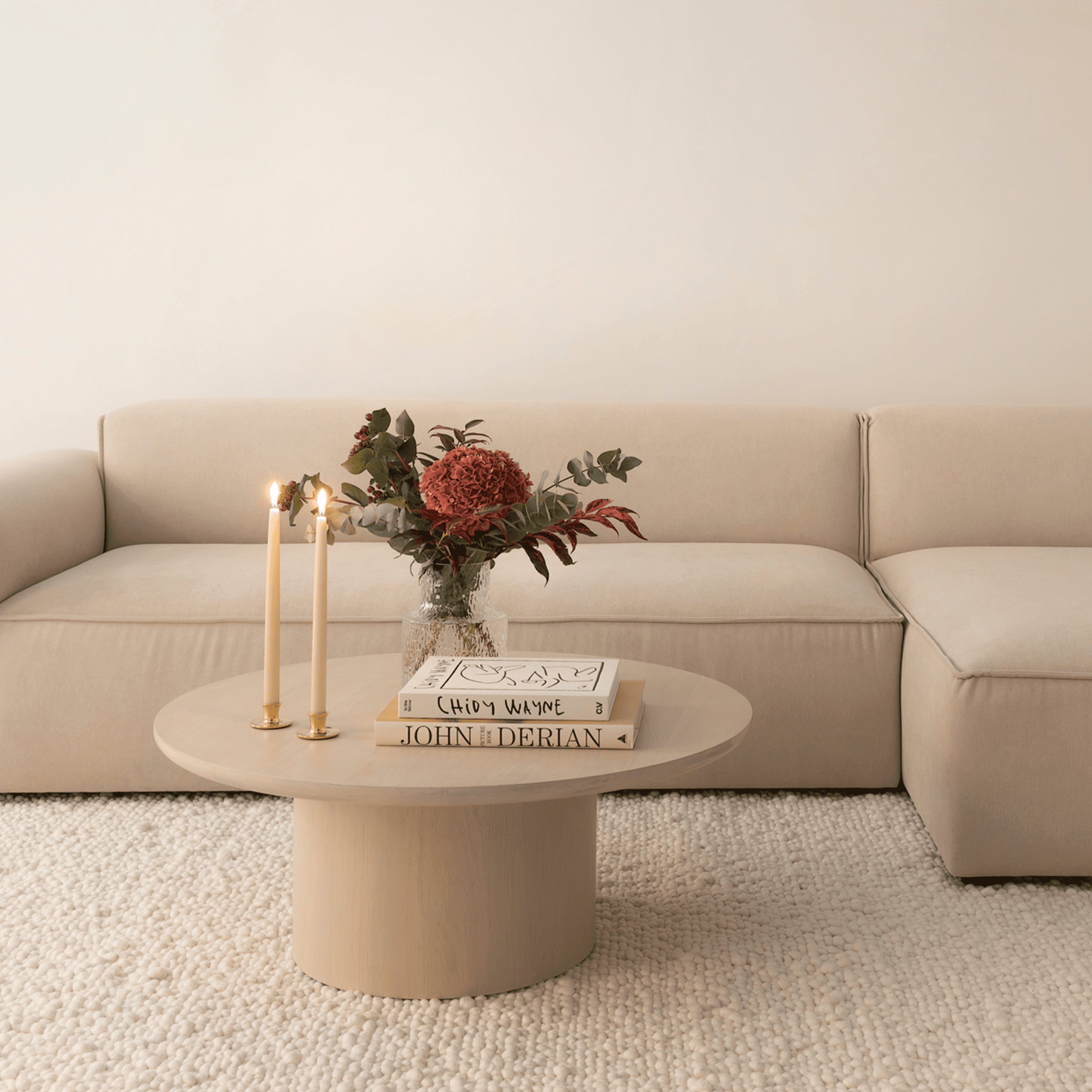 Gia Couchtisch Weiß geölte Eiche 90 cm