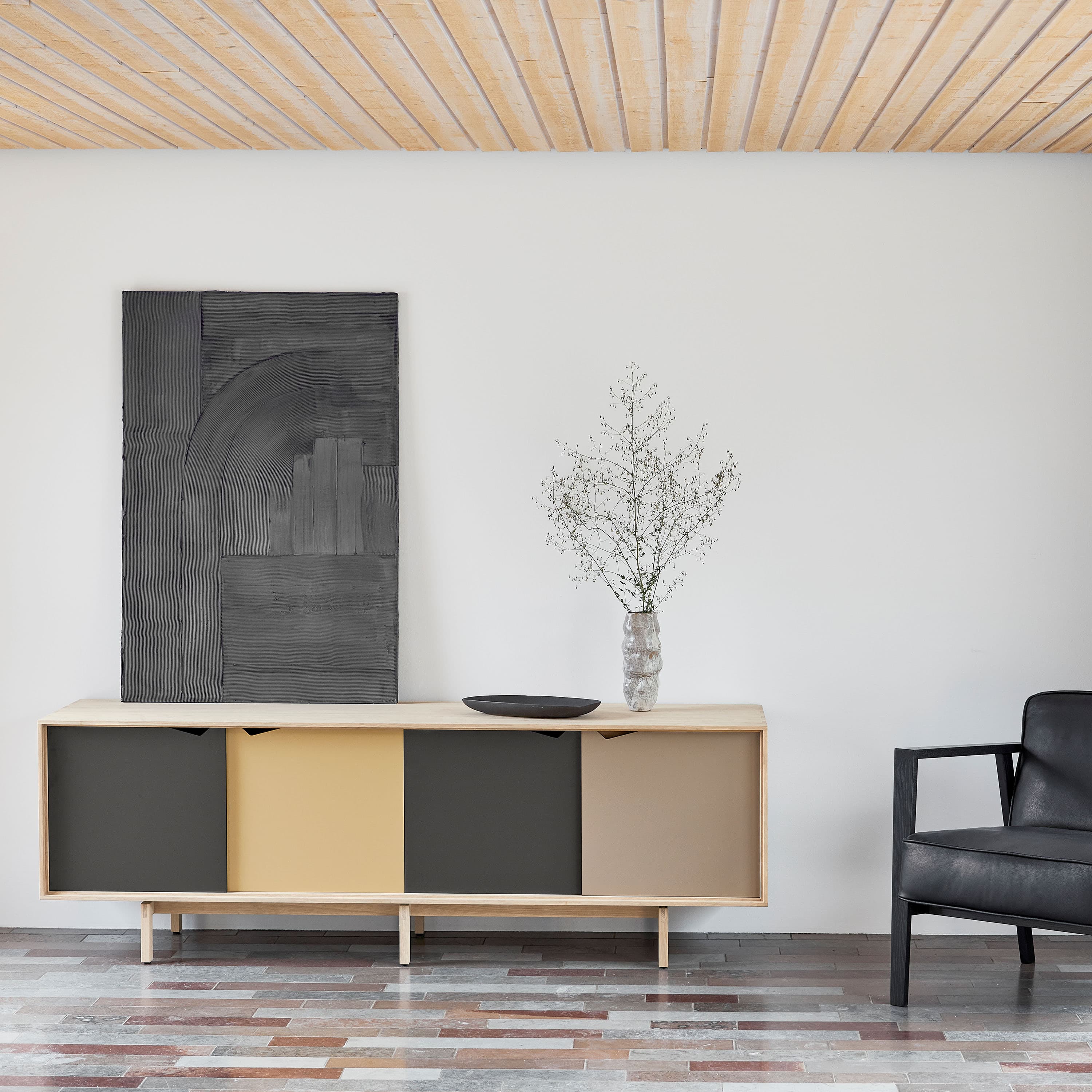 S1 Sideboard Såpad Ek/Vit 200x68