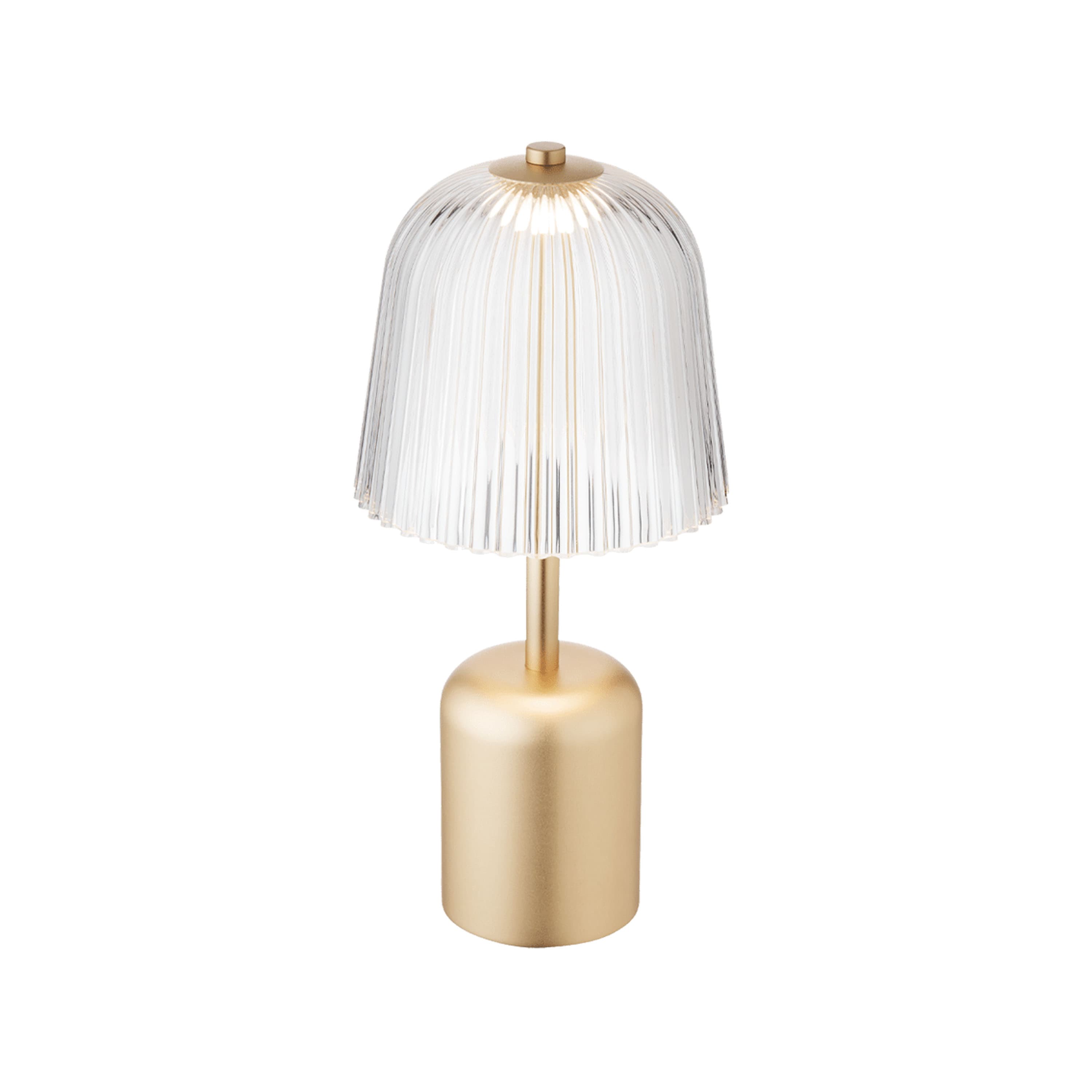 Asteea Portable Table Lamp Satin Brass/Ripple Clear