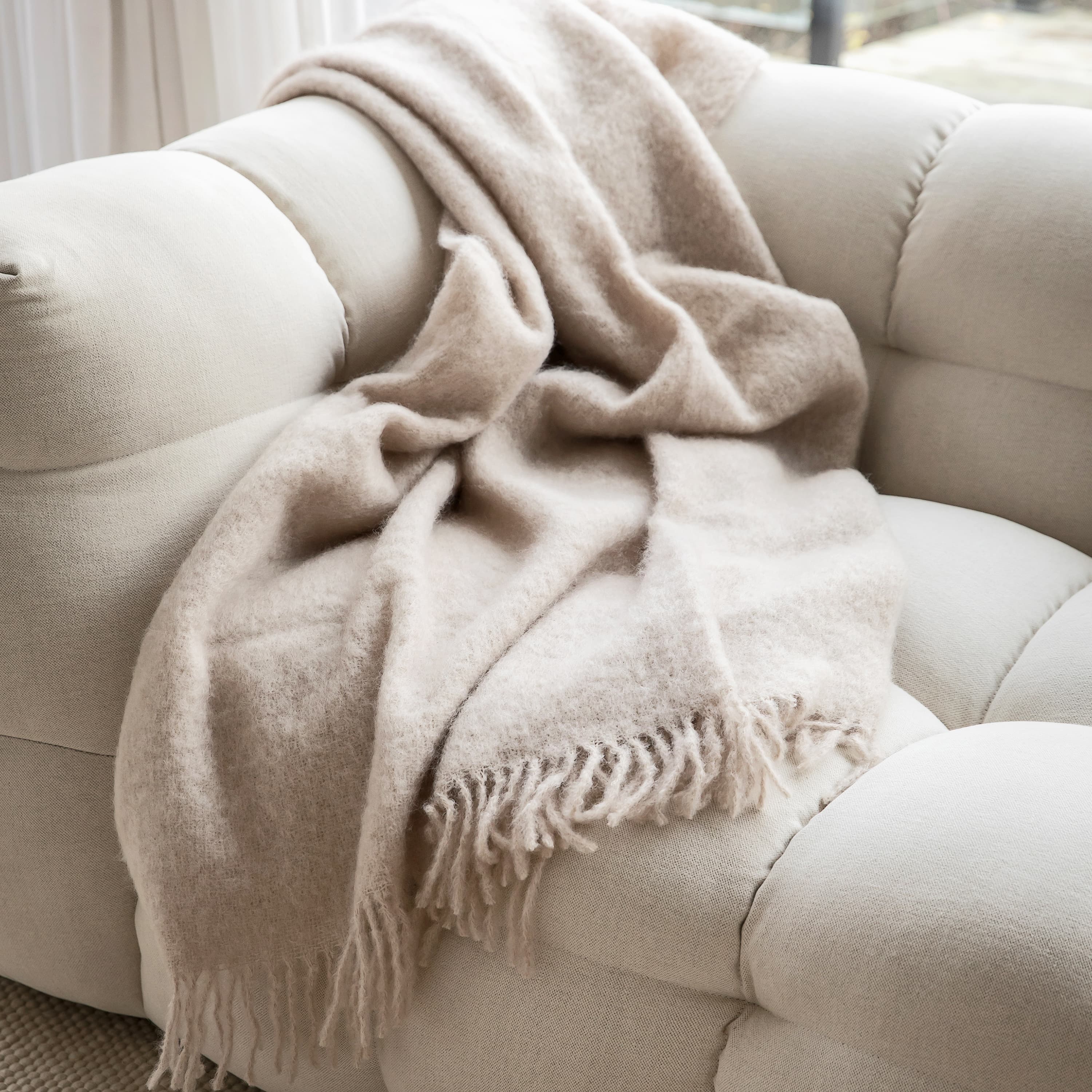 Mohair Pläd Mellow Rose/Brick Melange