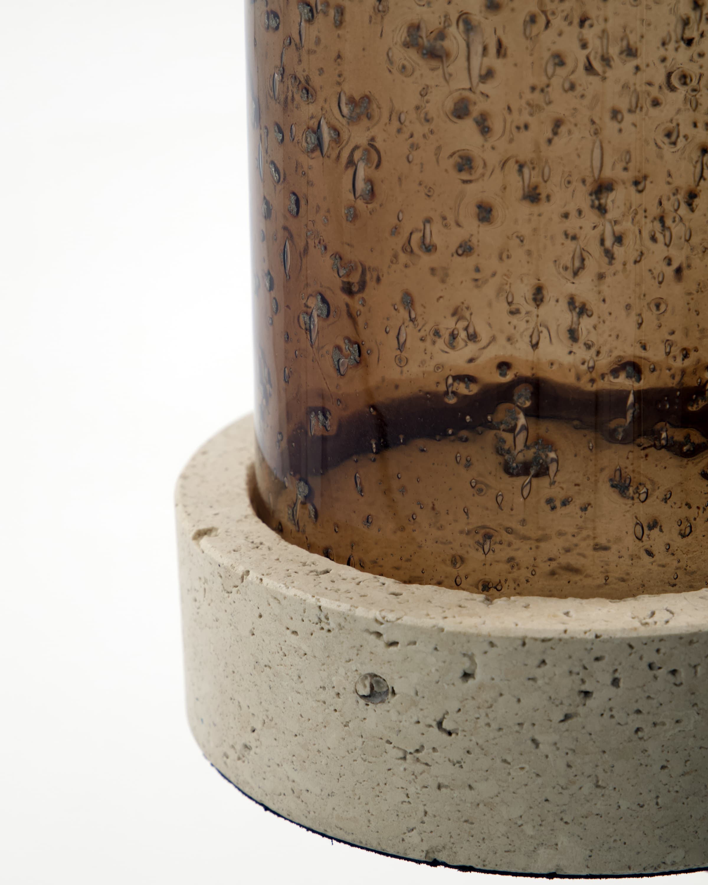 Candle Holder Travertine Brown 21cm