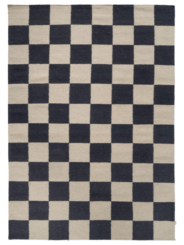 Squares Wollteppich Schwarz/Natur 200x300