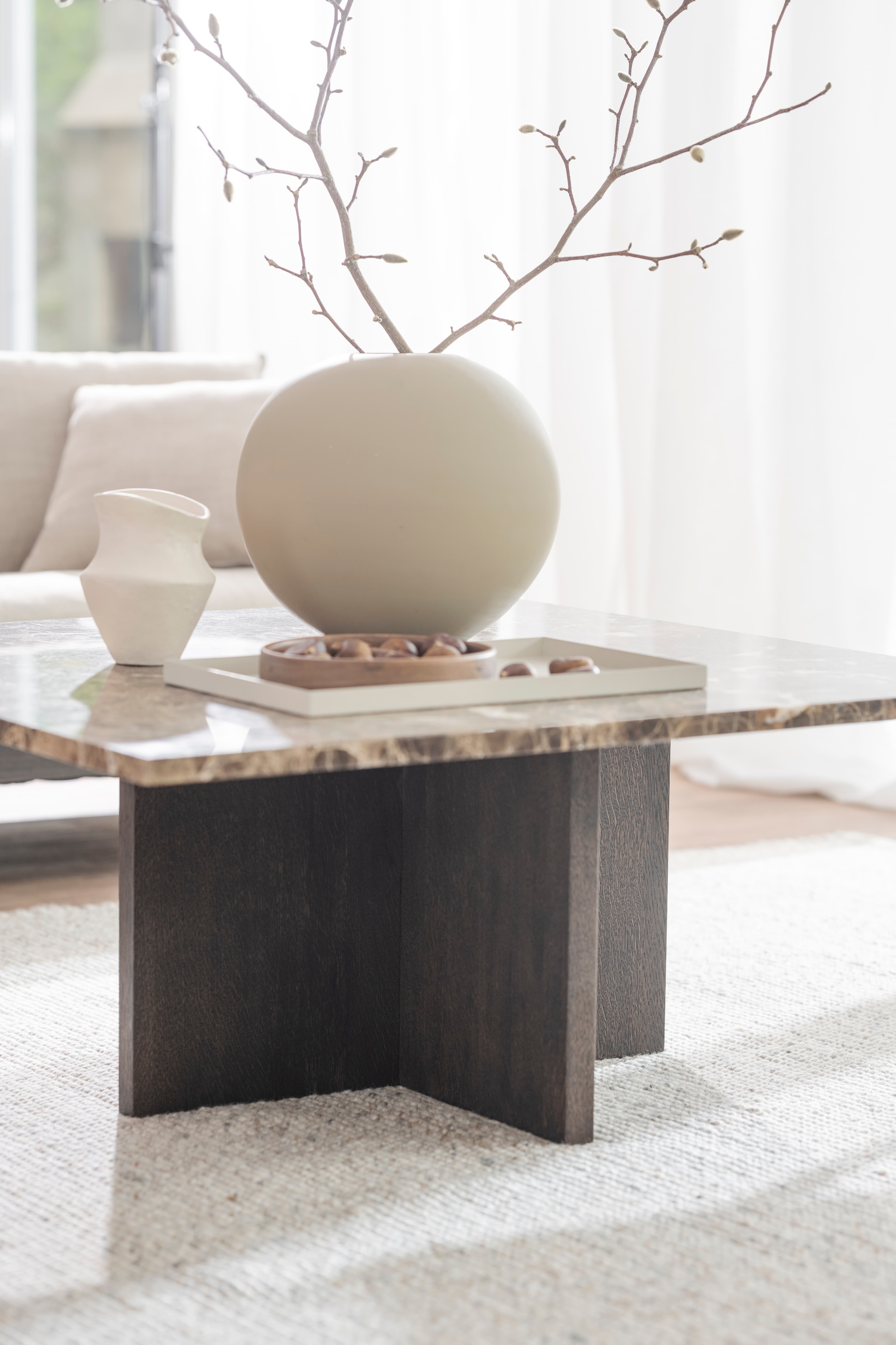 Brooksville Couchtisch Braun Marmor/Eiche Ø90