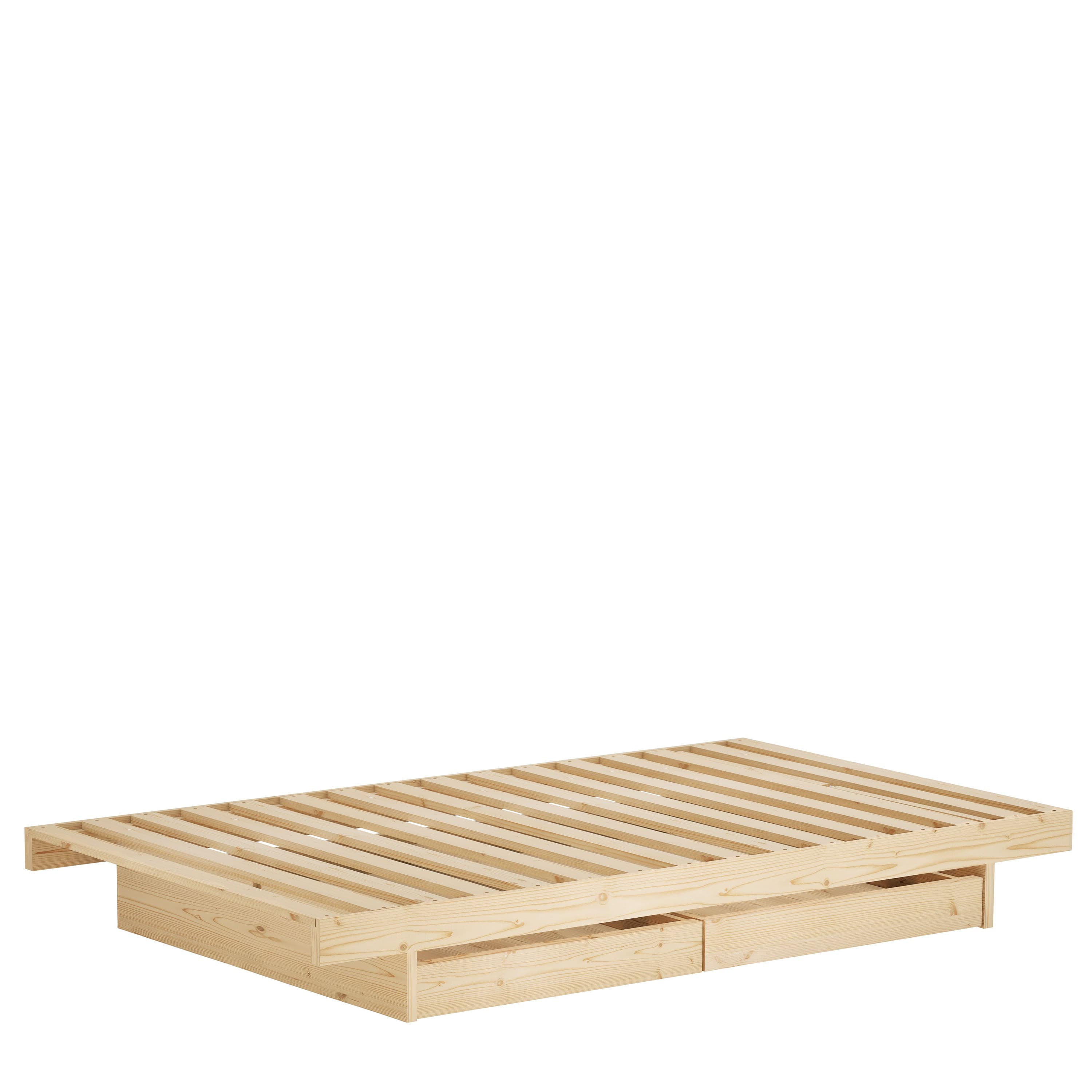 Kanso Bettrahmen inklusive 2 Schubladen Raw 180cm