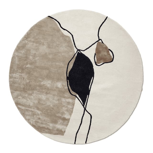 Abstract Wollteppich Rund Ivory Ø200