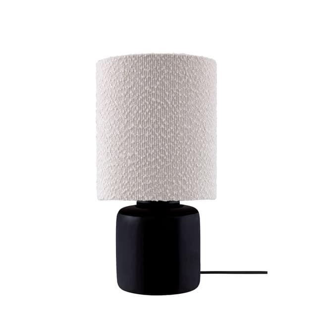 Florian Tischlampe Weißer Bouclé/Schwarz 39cm
