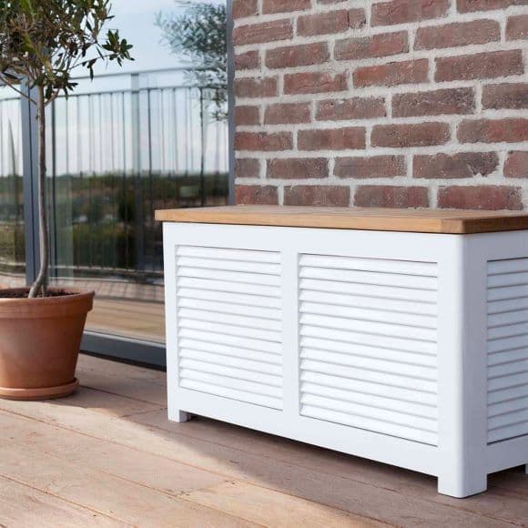 Classic Storage Bench Teak/White 90cm
