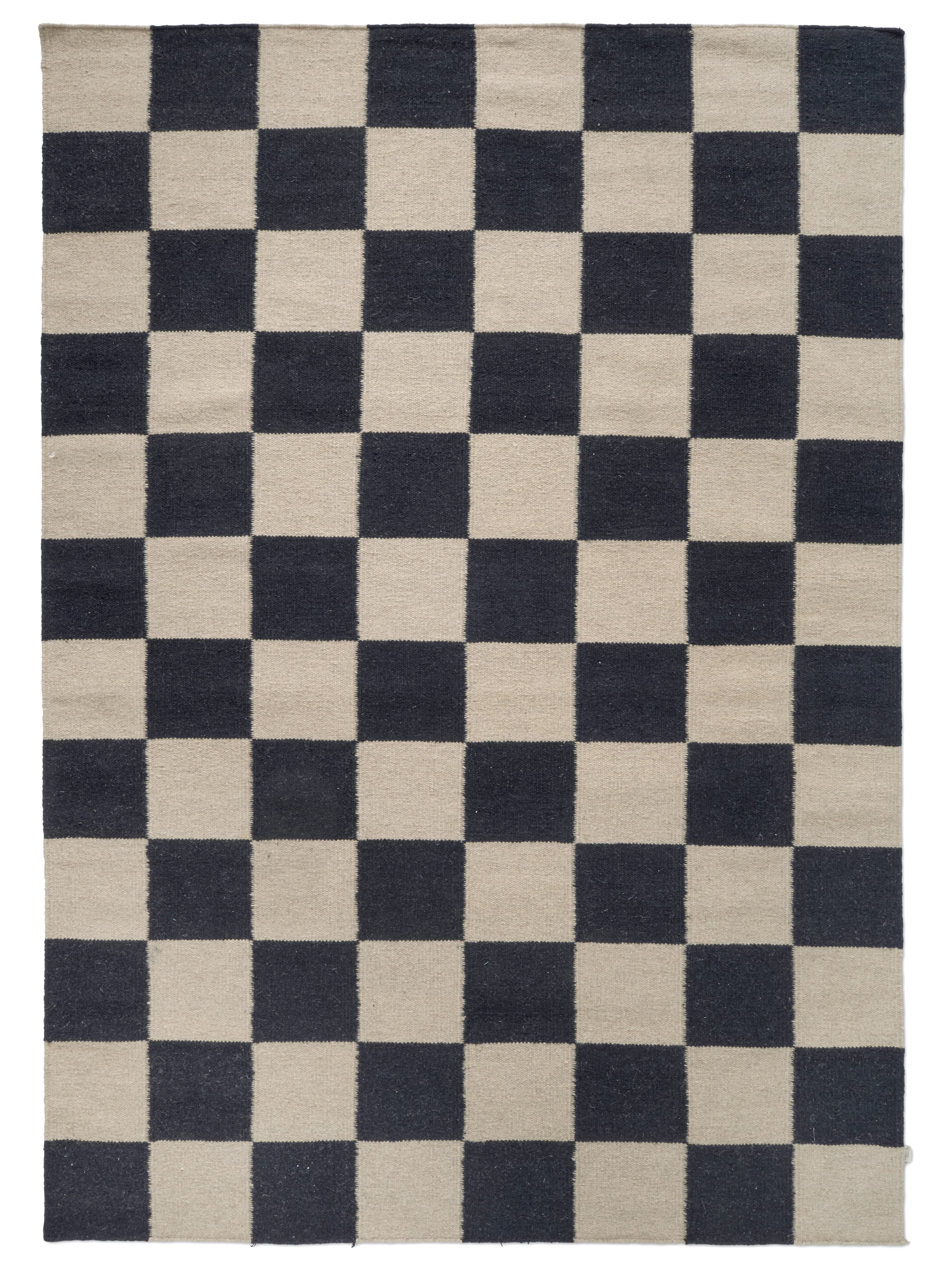 Squares Wollteppich Schwarz/Natur 170x230