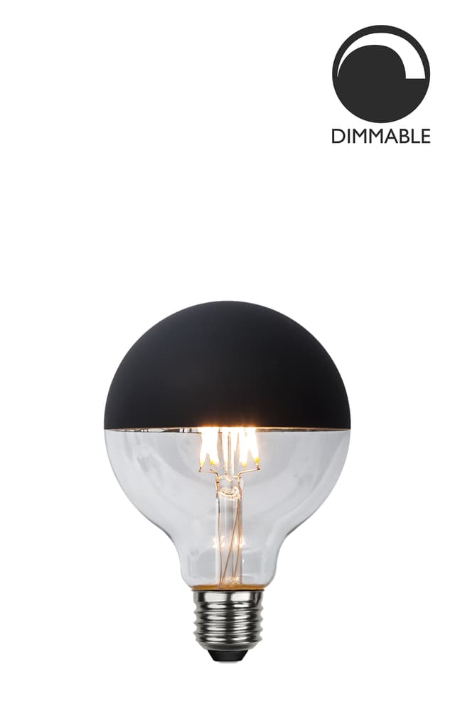 Light source LED Globe E27 2.8W Top Mirror Black 95mm