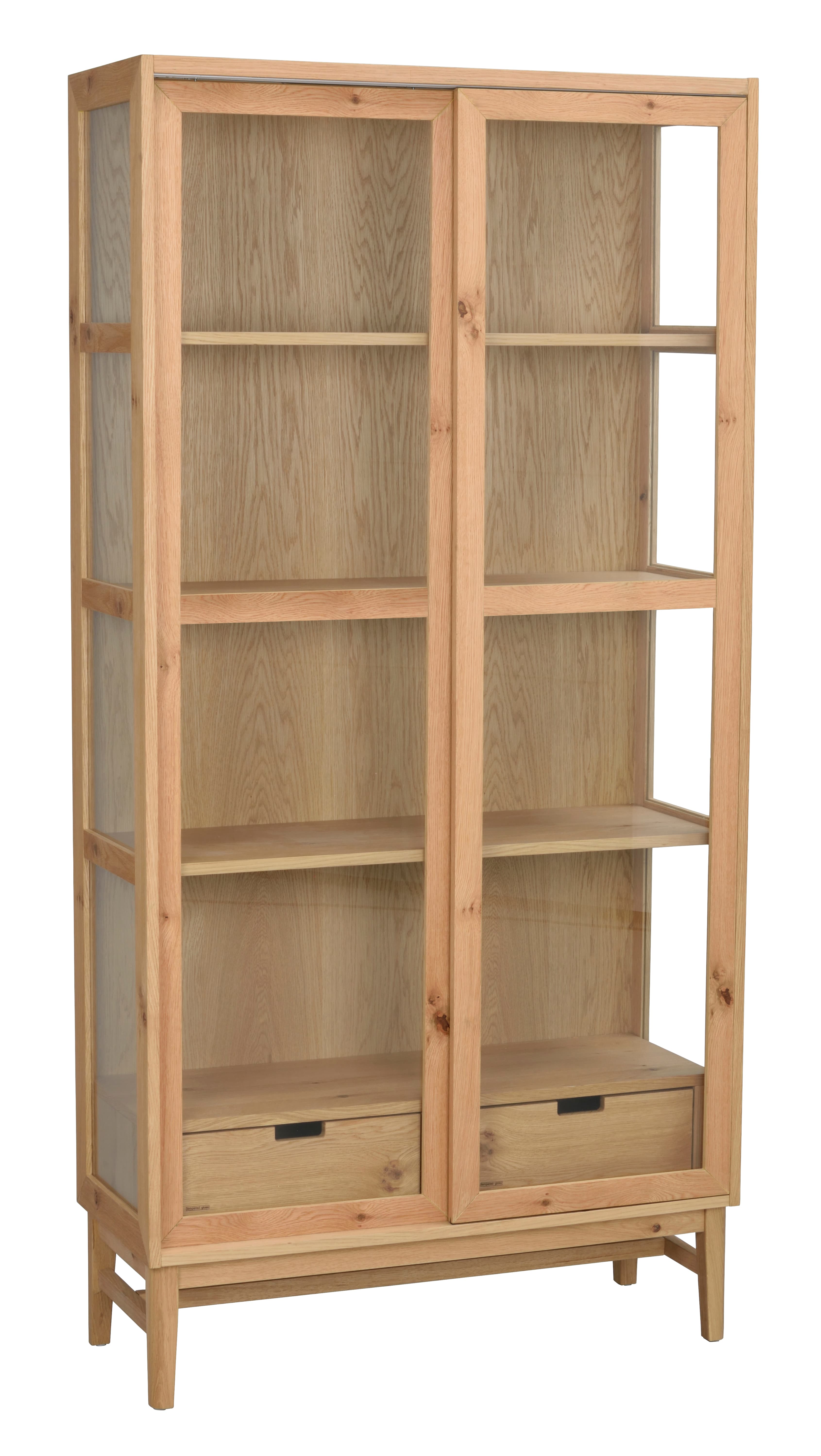 Hazelton Glass Cabinet Oak 203cm