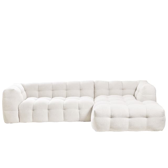 Billie Chaise Sofa Right Ivory Bouclé 292cm