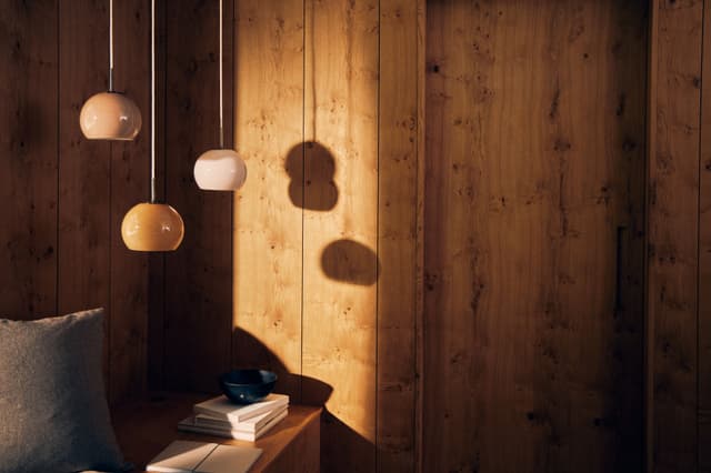 Ball Glas Pendelleuchte Bernstein Ø18