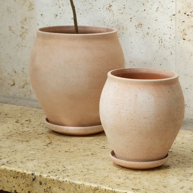 Delphi Blumentopf mit Untersetzer Raw Rosa Ø26