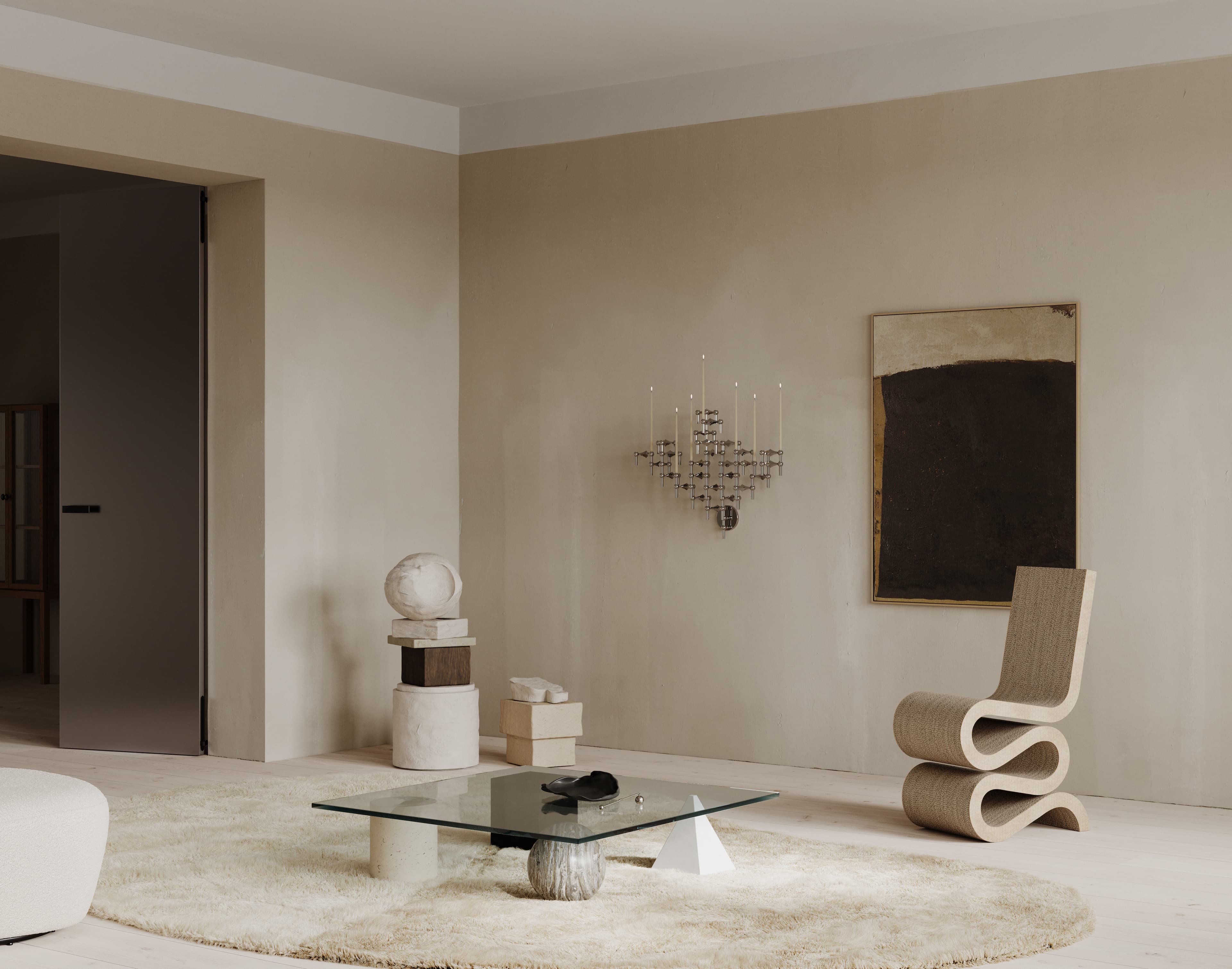 STOFF Nagel Wandleuchte Chrome