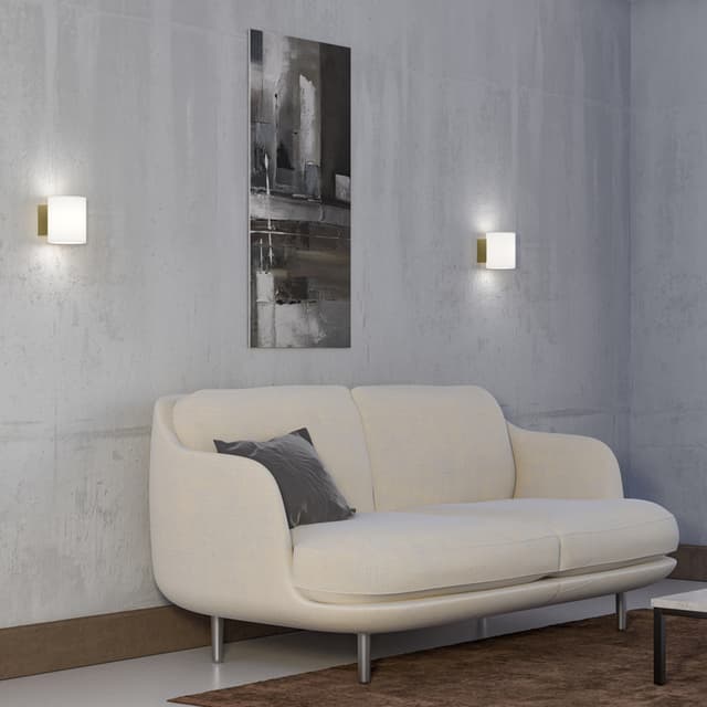 Evoke Wandleuchte Satin brass/Opalglas Small