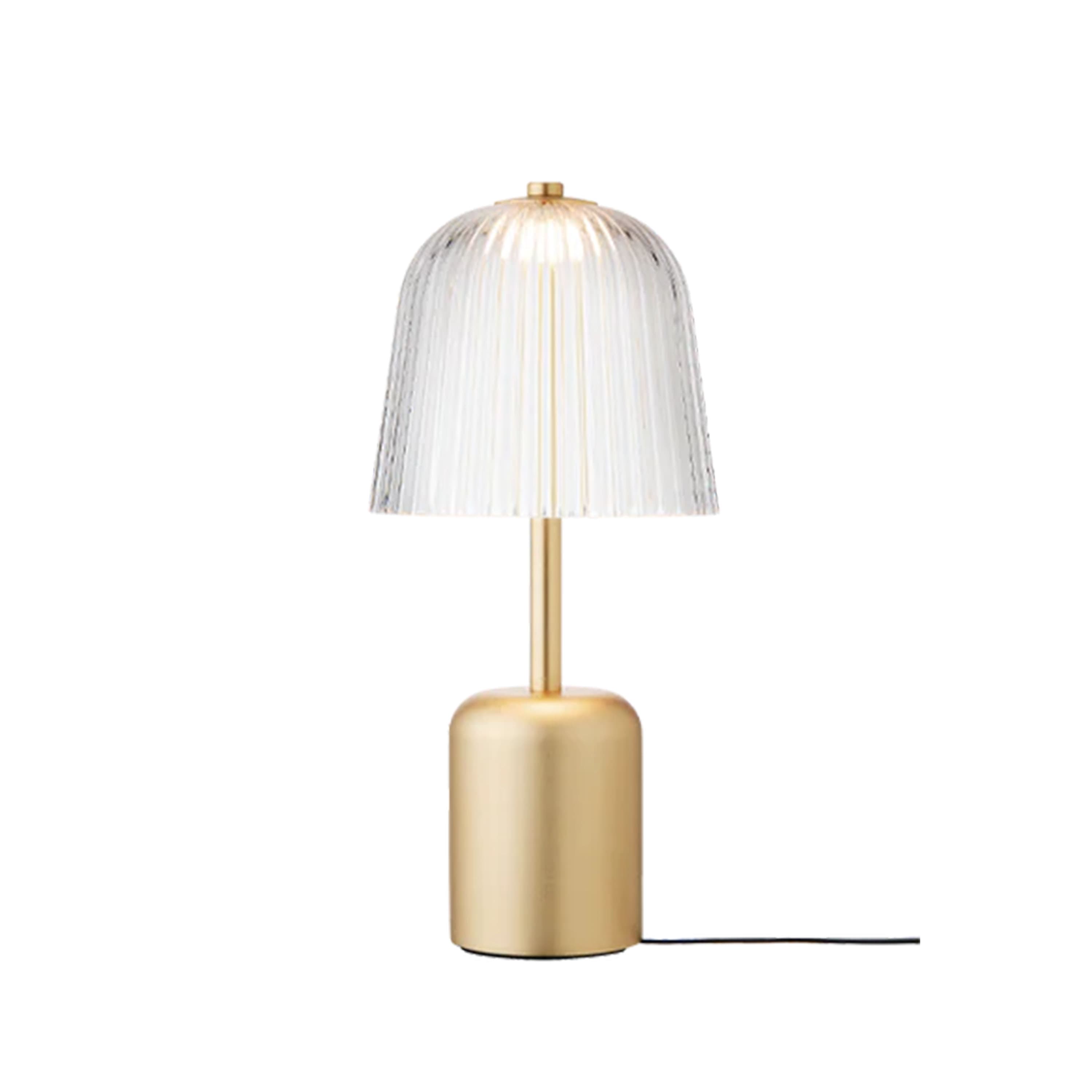 Asteea Portable Table Lamp Satin Brass/Ripple Clear