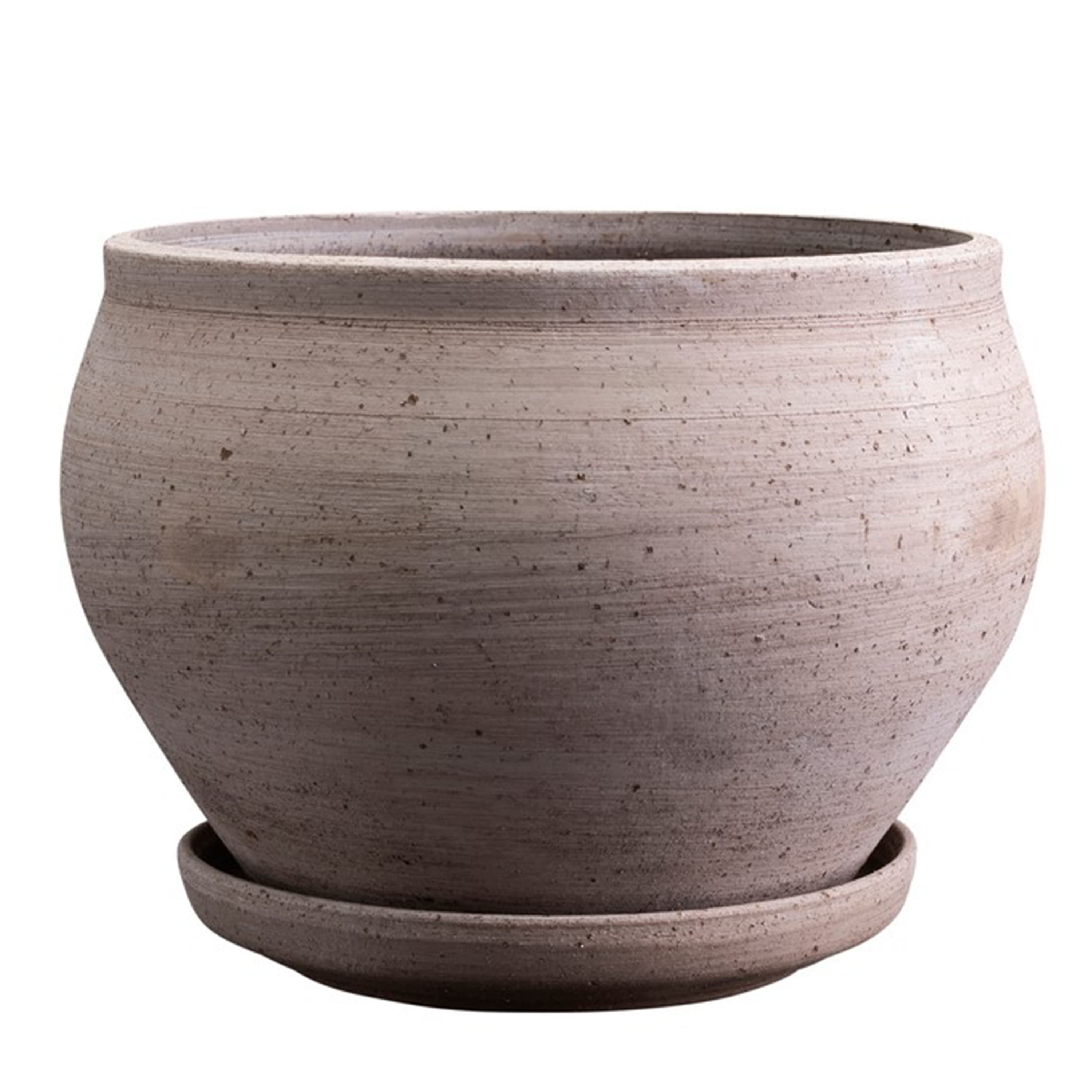 Delphi Plant Pot with Saucer Raw Grey Low Ø24