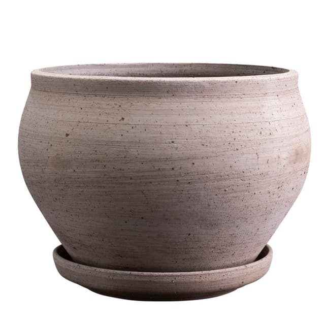 Delphi Plant Pot with Saucer Raw Grey Low Ø24