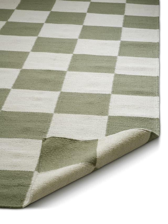 Square Wool Rug White/Green 200x300