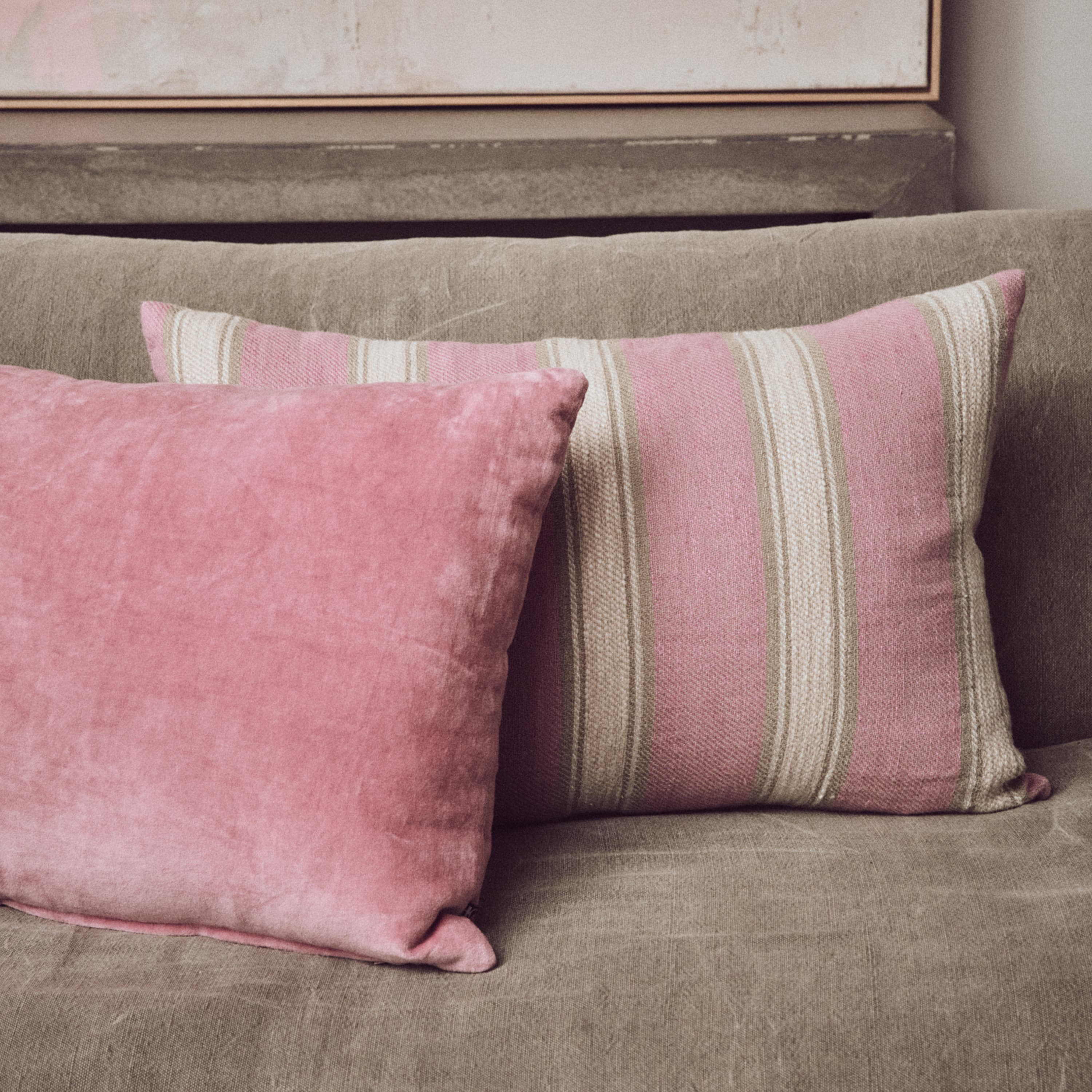 Woven Prydnadskudde Striped Blush 60x40