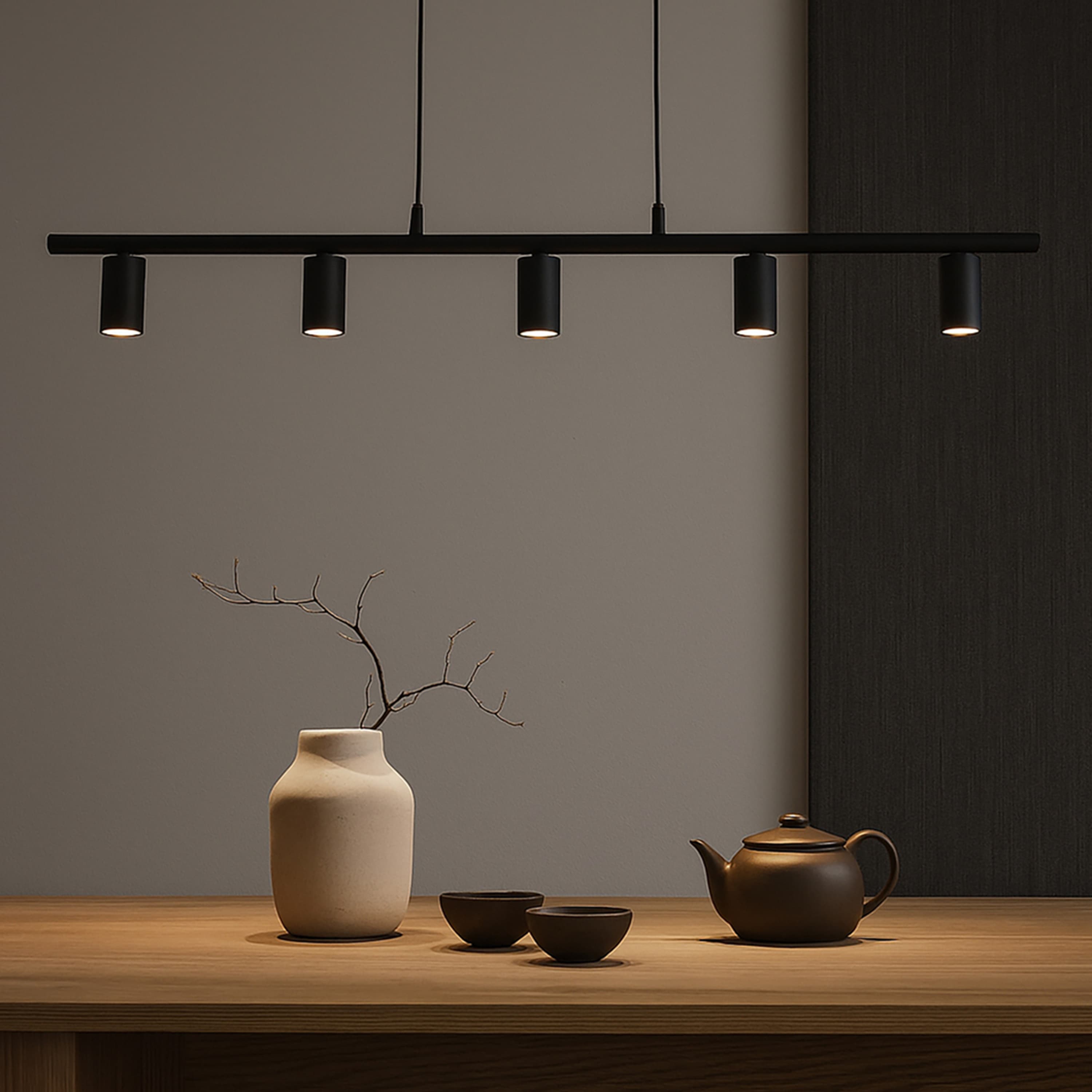Lucy Pendel 5 Lampen Mattschwarz